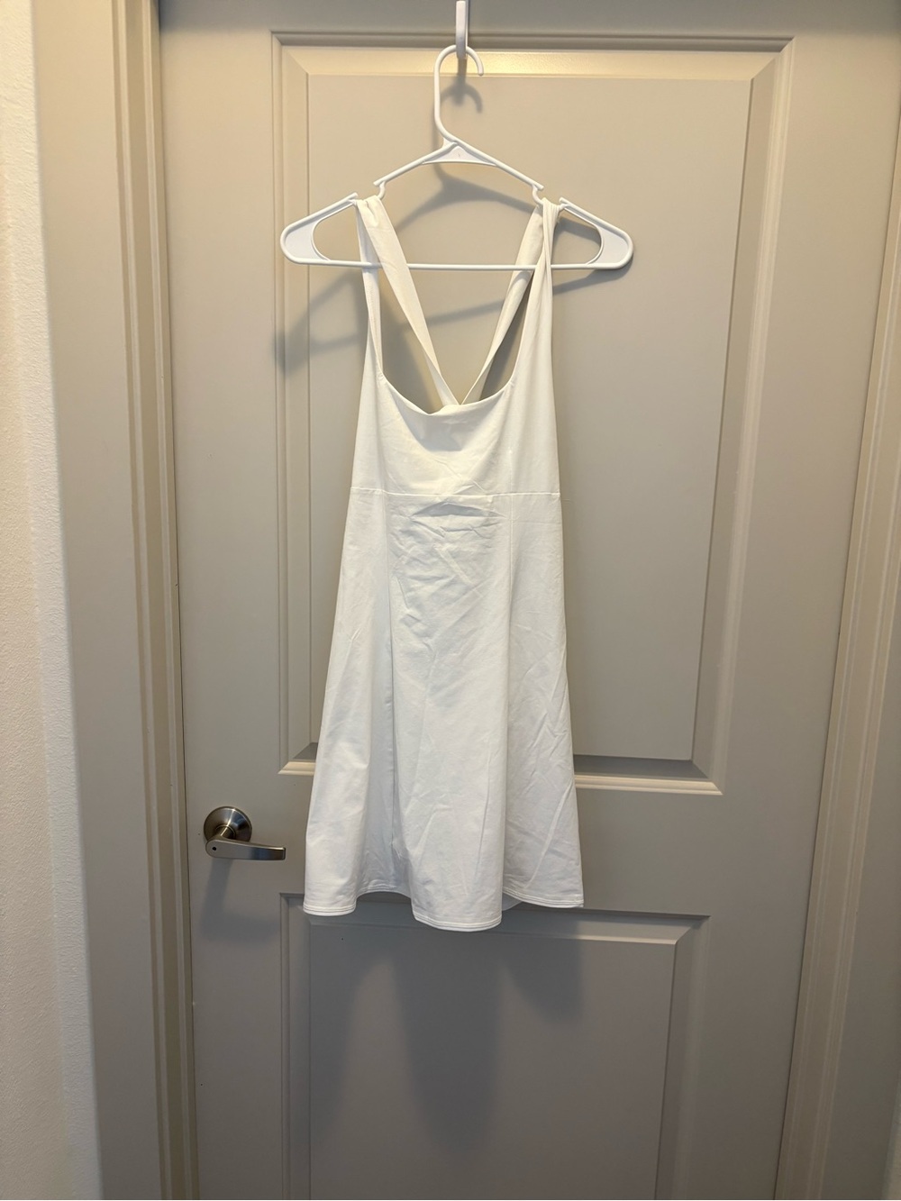 Outdoor Voices White Strappy Mini Dress with built in shorts nwt size m